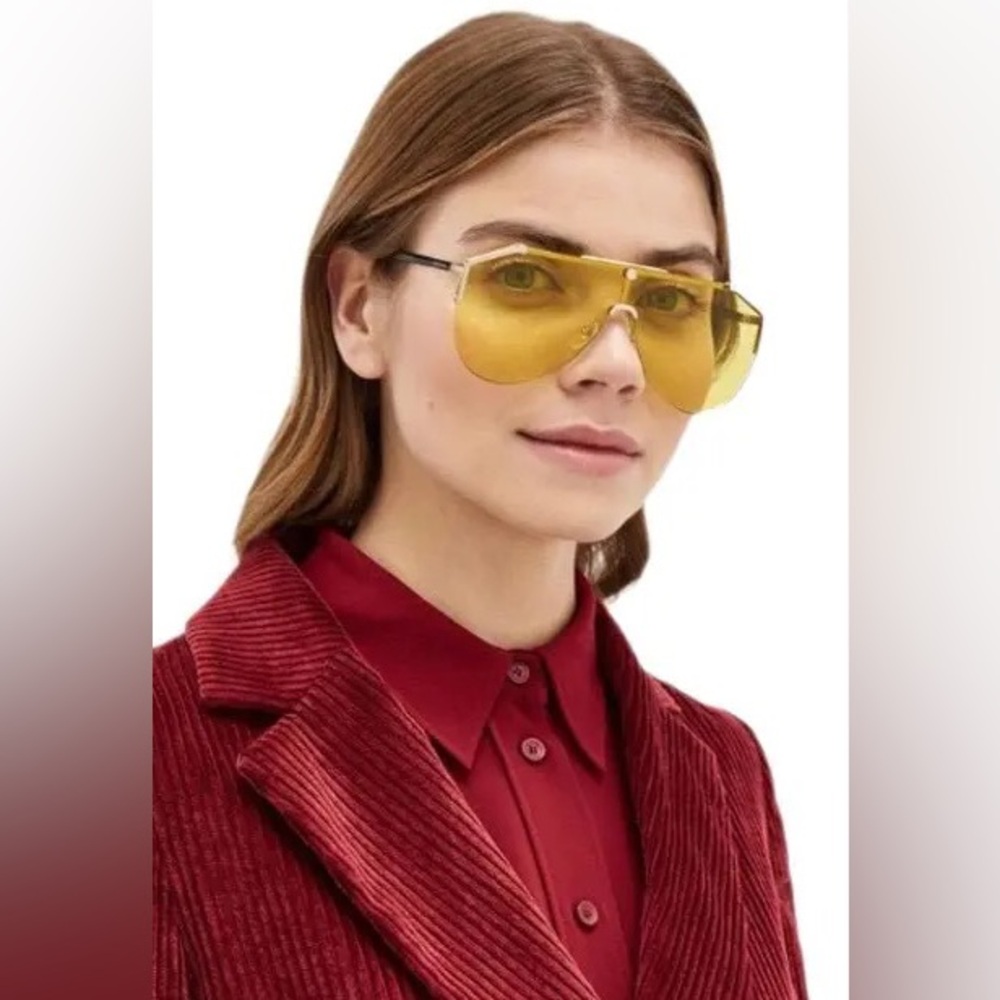 New Authentic Gucci Yellow Lens Sunglasses GG0584s 004